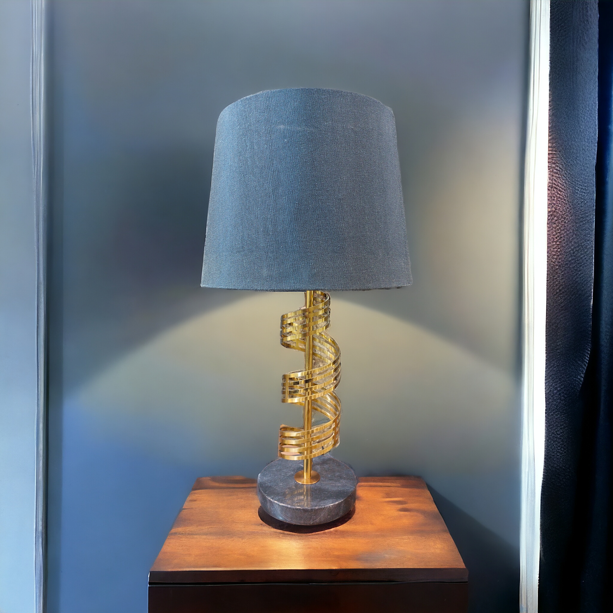 Spiral golden table lamp