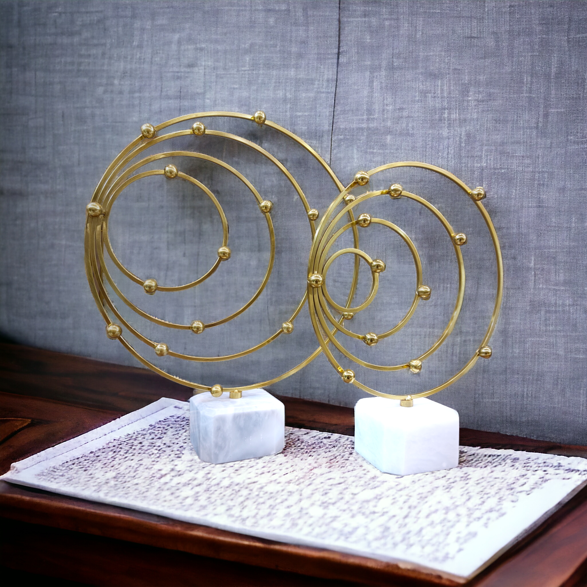 Triple Circle metal sculpture set