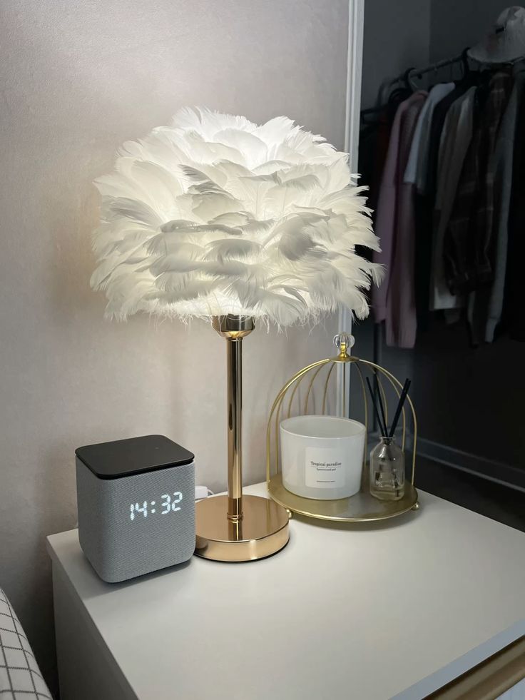 Fur Shade Table Lamp