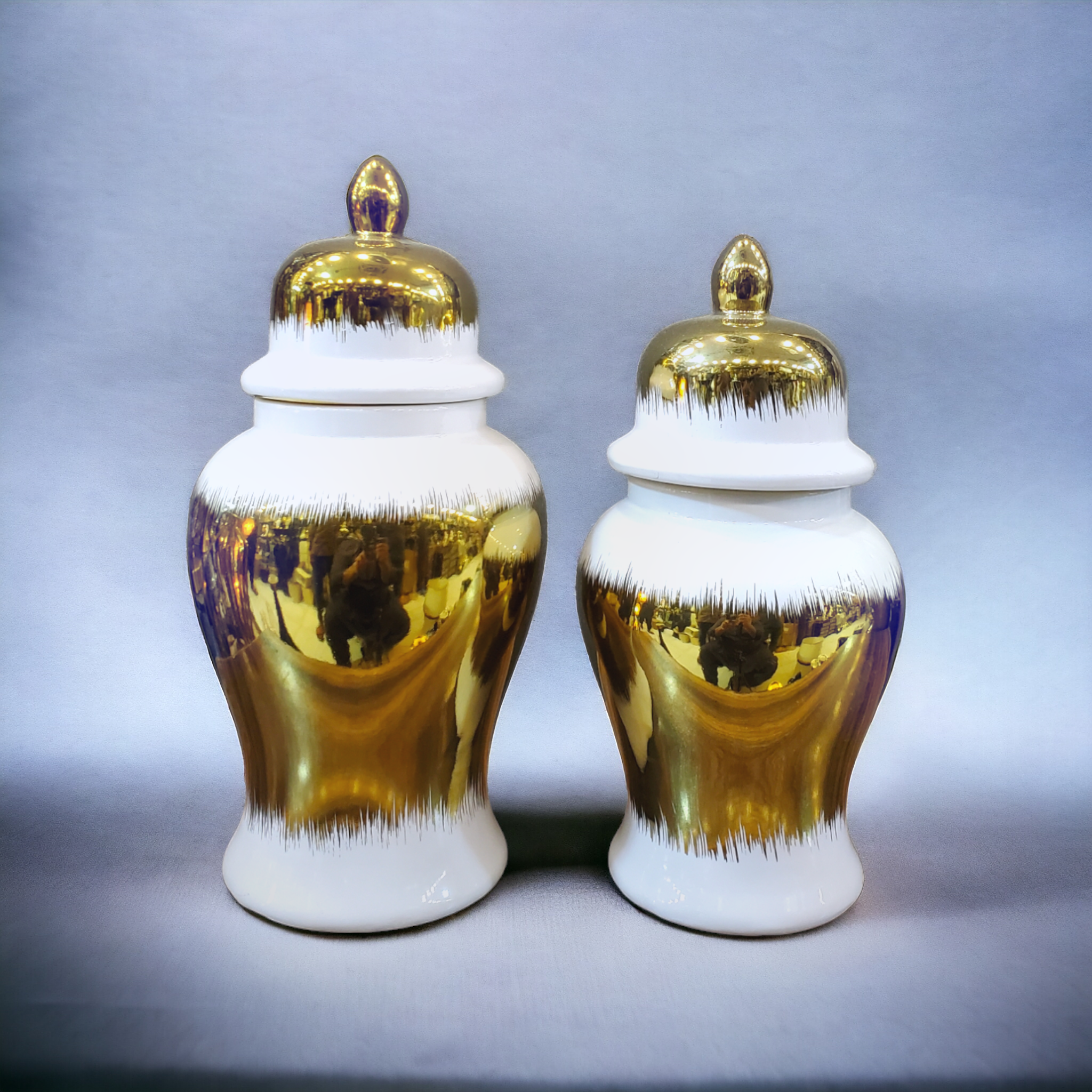 White and gold modern candy jars