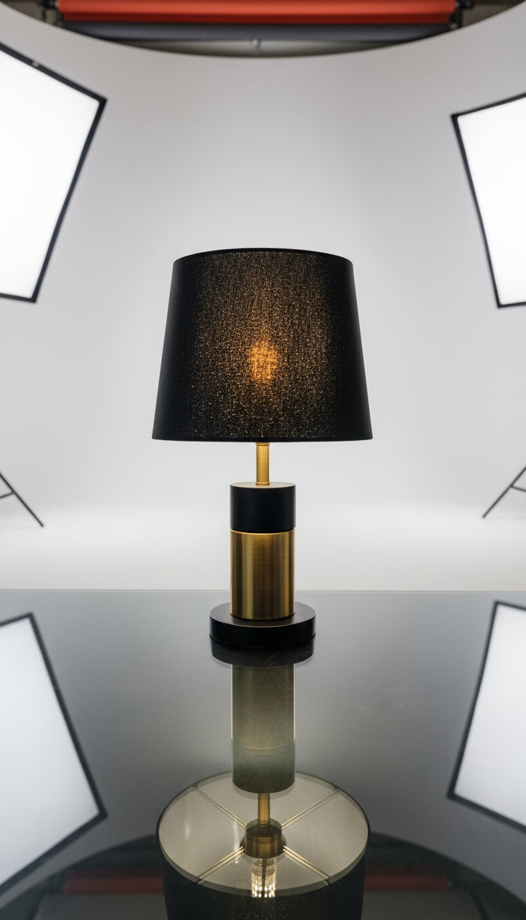 Black and gold metal table lamp