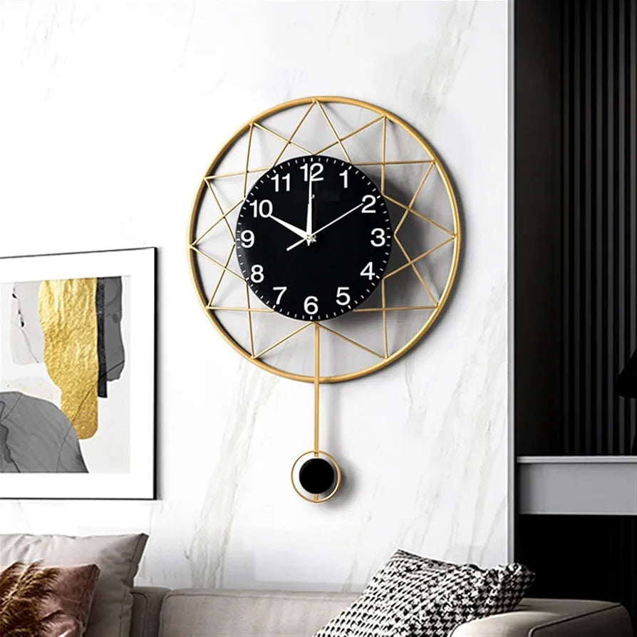 Metal wall clock with Pendulum