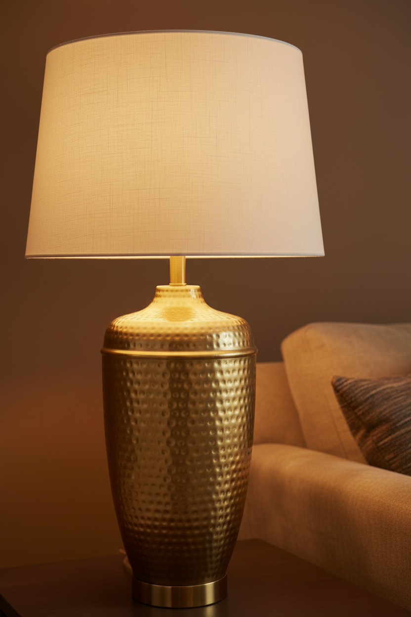 Hammered Brass Finish Table Lamp