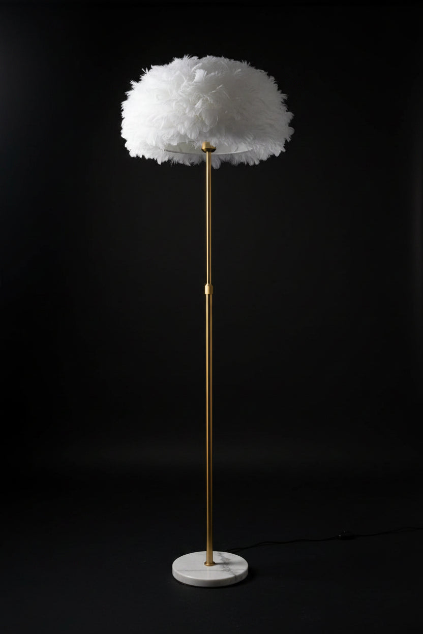 Adjustable fur shade floor lamp