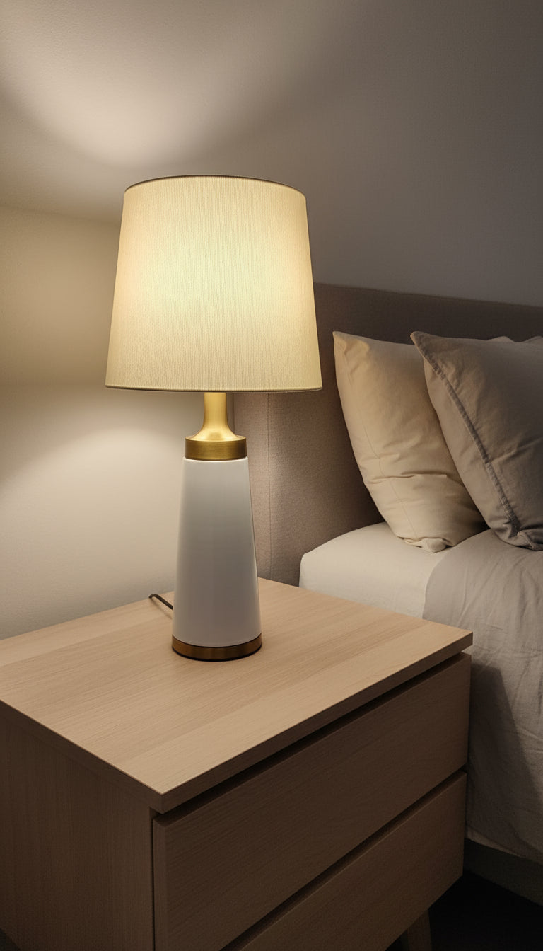 White and Gold Metal Table Lamp