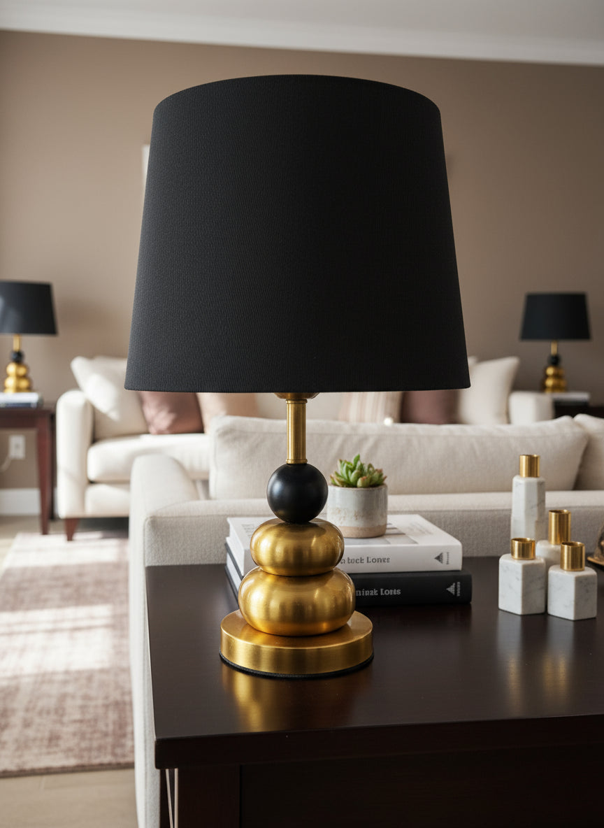 Golden Stacked Metal Lamp