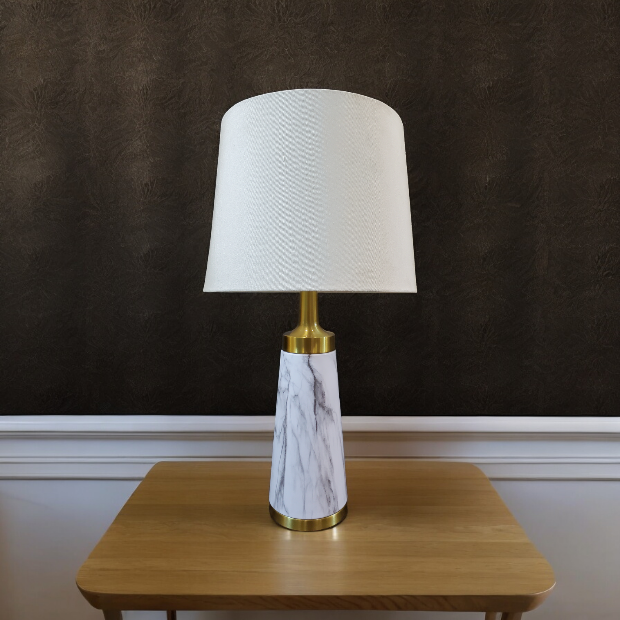 White and grey metal table lamp