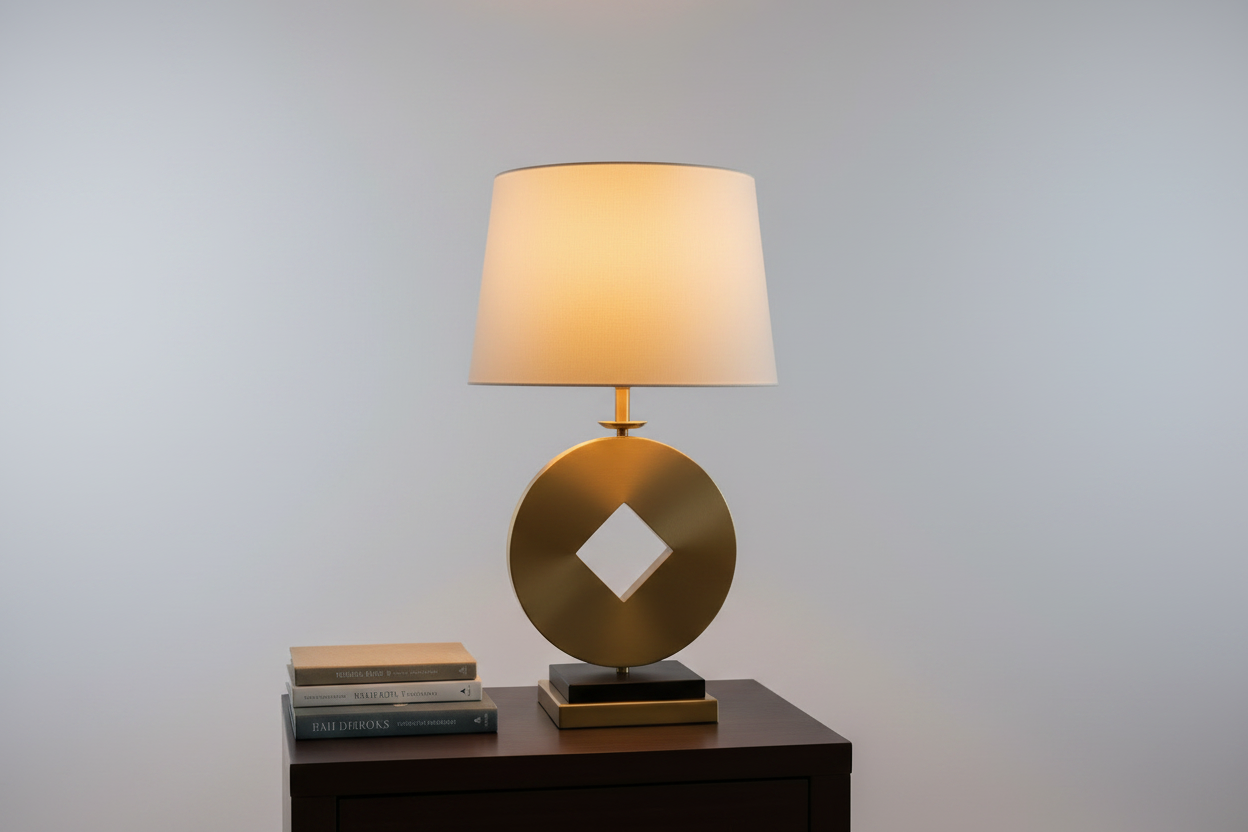 Diamond Cut Black And Gold Table Lamp