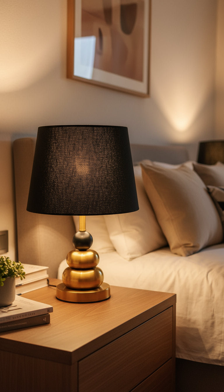 Golden Stacked Metal Lamp