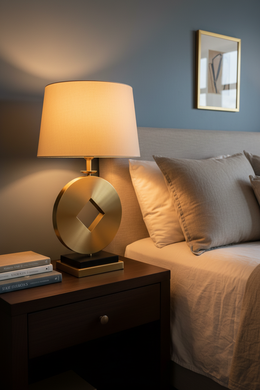 Diamond Cut Black And Gold Table Lamp