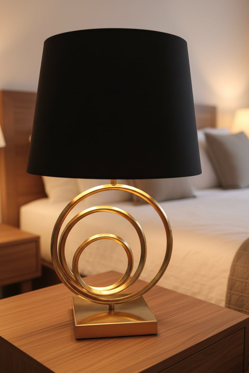 Brass Finish Triple Ring Table Lamp