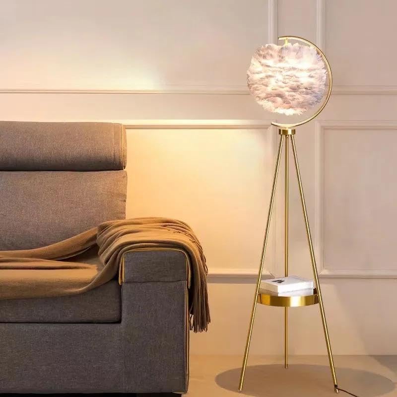 Tripod moon fur floor lamp