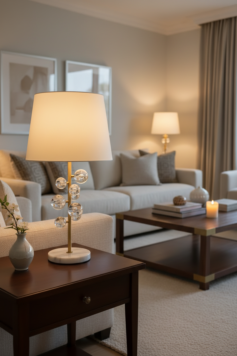 8 Crystal Ball Table Lamp