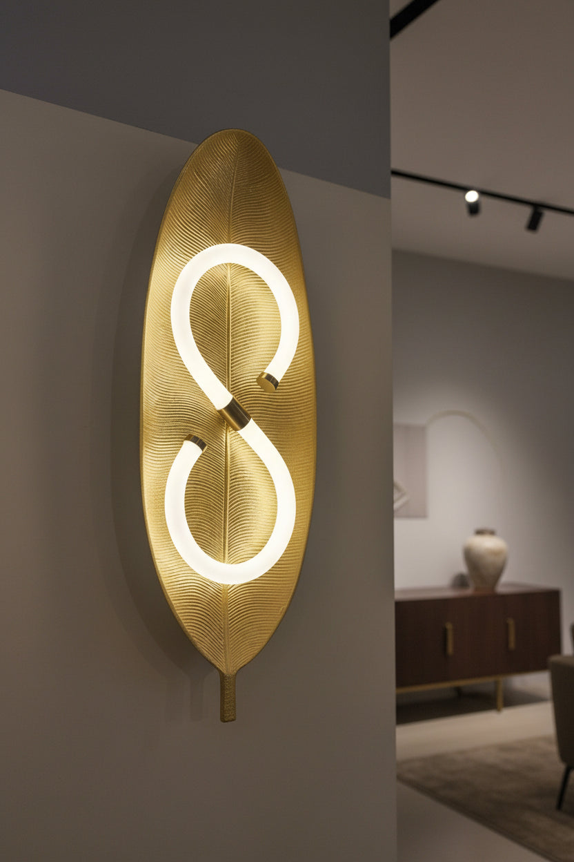 Led leaf S shaped wall light