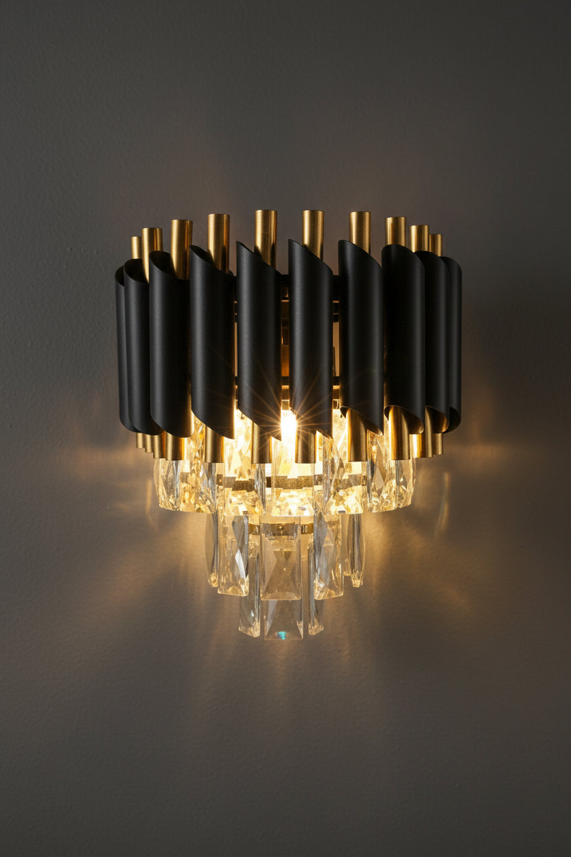 Black and Gold Crystal Wall Light